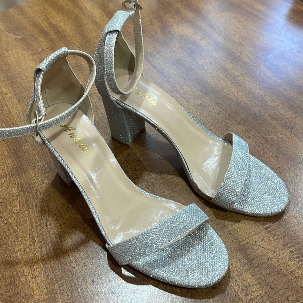 Silver sparkly heels